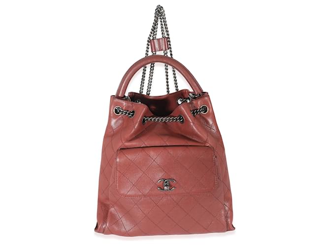 Chanel Burgundy calf leather Stitched Medium Urban Luxury Drawstring Backpack Dark red  ref.1223819