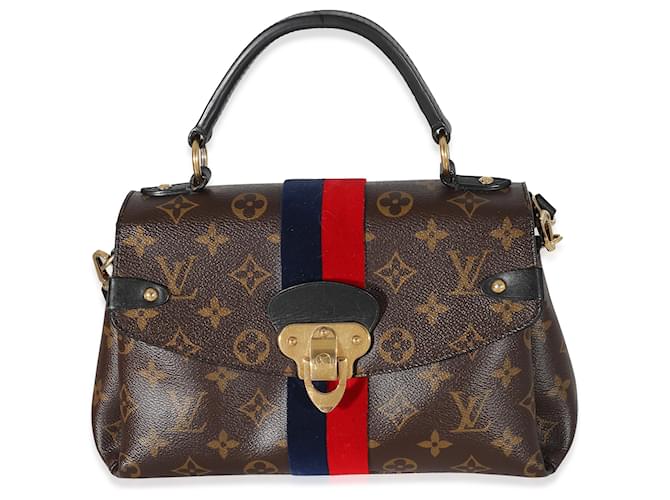 Lona con monograma de Louis Vuitton Georges BB Castaño Roja Azul Terciopelo Lienzo  ref.1223824