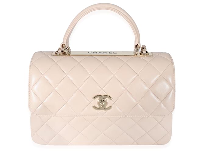 Trendy CC Borsa Chanel con doppio manico superiore CC media trendy in pelle di agnello trapuntata rosa  ref.1223831