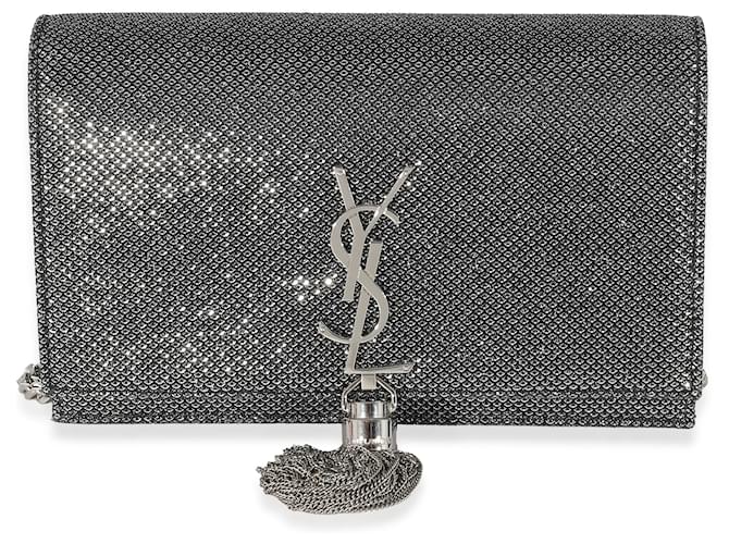 Saint Laurent Silver Embossed Kate Tassel Chain Wallet  ref.1223833