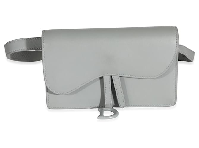 Christian Dior Grey Calfskin Saddle Belt Pouch Leather  ref.1223836