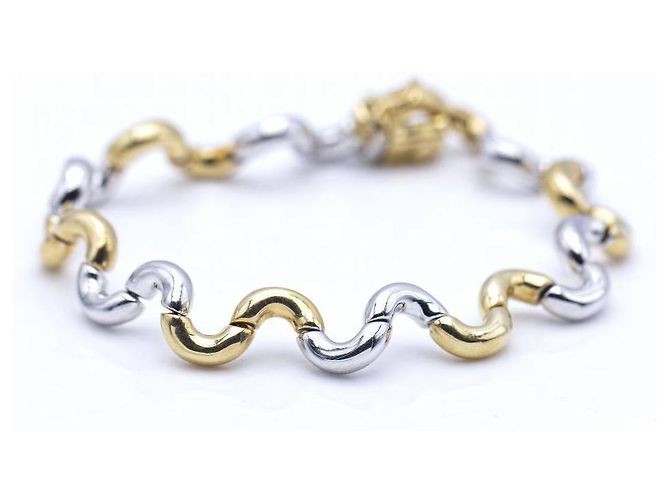 Autre Marque Pulsera Bicolor Ondas. Silvery Golden