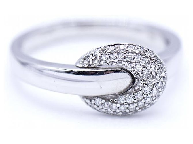Autre Marque Anillo Hebilla en Oro blanco y Diamantes. Plata