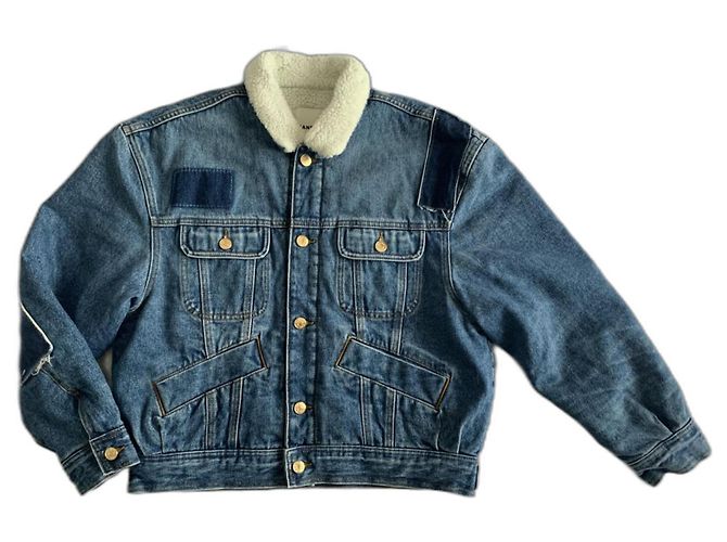 Sandro Denim Jacket White Blue Navy Navy blue