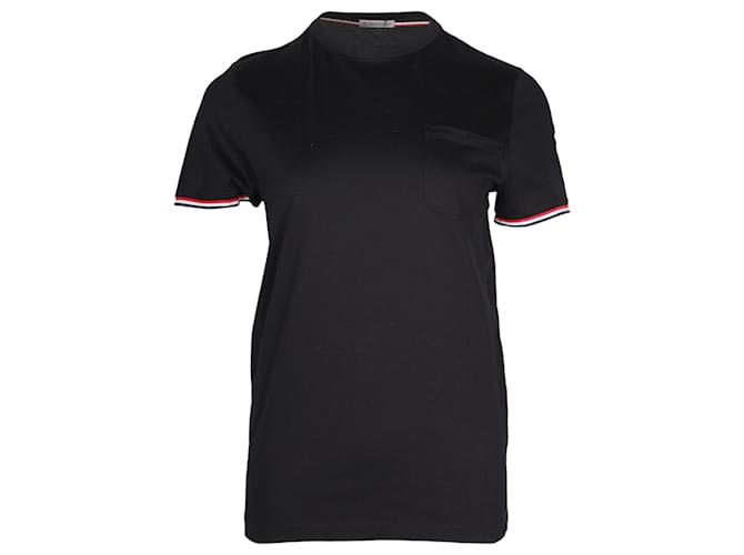 Camiseta Moncler de rayas de algodón negro  ref.1224147