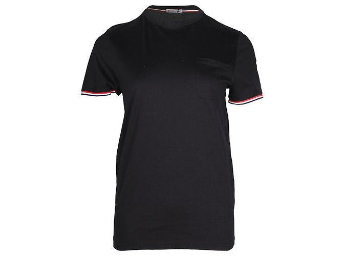 Camiseta Moncler de rayas de algodón negro