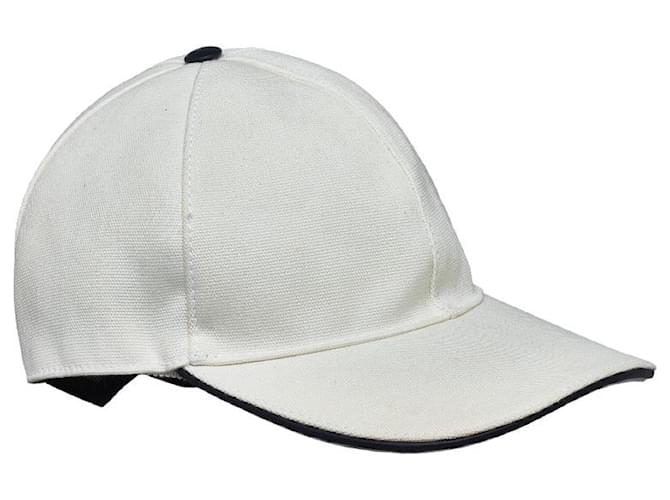 Cappellino da baseball in tela e pelle Gucci 58 08.338.986 In very good condition Bianco  ref.1224158