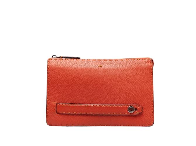 Fendi Selleria Clutch Bag  7VA350 Orange Leather Pony-style calfskin  ref.1224169
