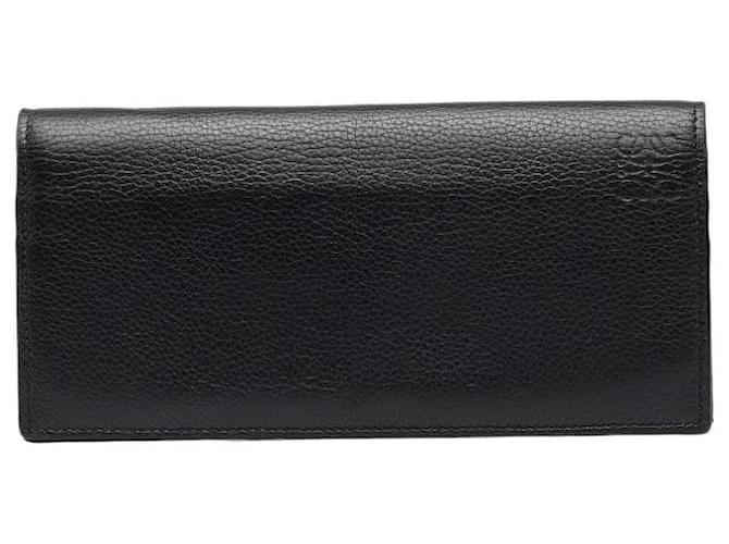 Loewe Anagram Bifold Wallet Portefeuille long en cuir en bon état Noir  ref.1224171