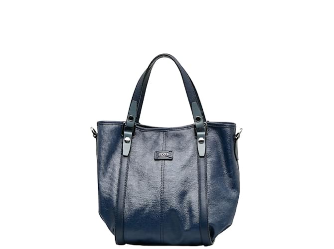 Tod's Leder Mini Handtasche Canvas Handtasche in ausgezeichnetem Zustand Blau Leinwand  ref.1224183