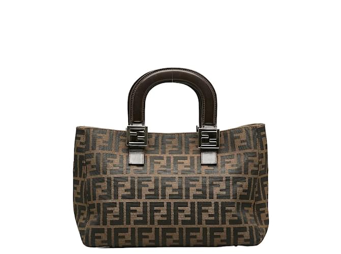 Fendi Zucca Canvas Handbag 26693 Brown Cloth  ref.1224184