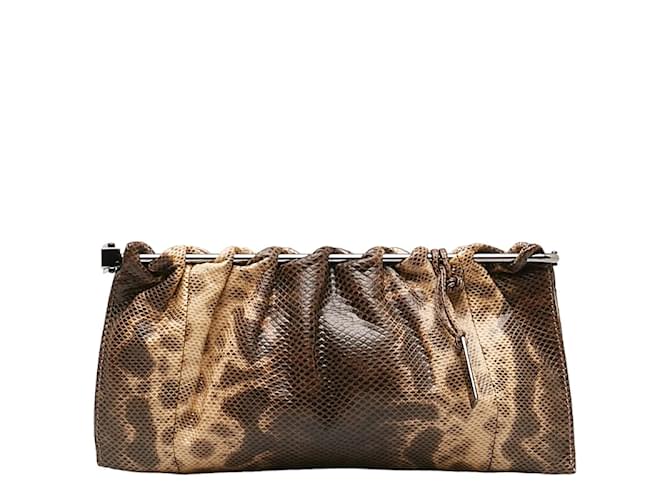 Gucci Leather Clutch Bag 004 0655 Brown Pony-style calfskin  ref.1224189