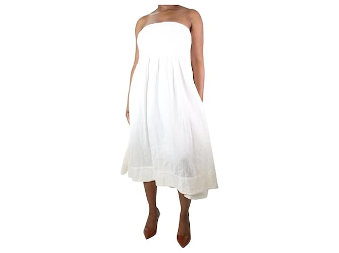 Autre Marque White shirred skirt - size M Cotton  ref.1224203