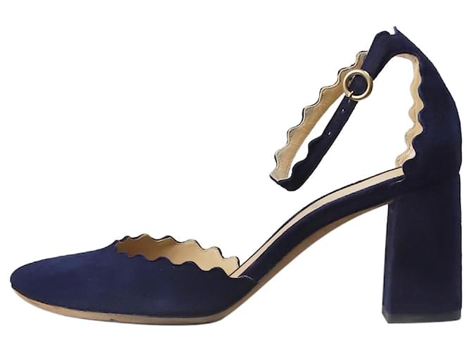 Chloé Navy suede scalloped edge heels  - size EU 36.5 Navy blue  ref.1224208
