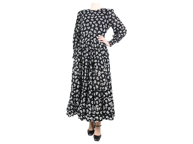 Autre Marque Black floral printed maxi dress - size M  ref.1224213