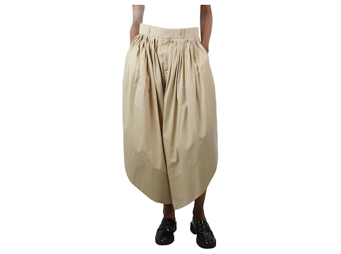 Chloé Beige pleated balloon trousers - size UK 8 Cotton  ref.1224216