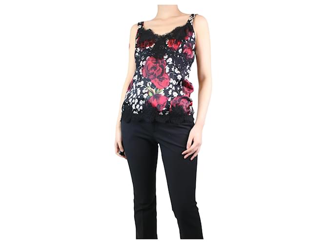 Dolce & Gabbana Multicoloured sleeveless floral silk top - size UK 12 Multiple colors  ref.1224225