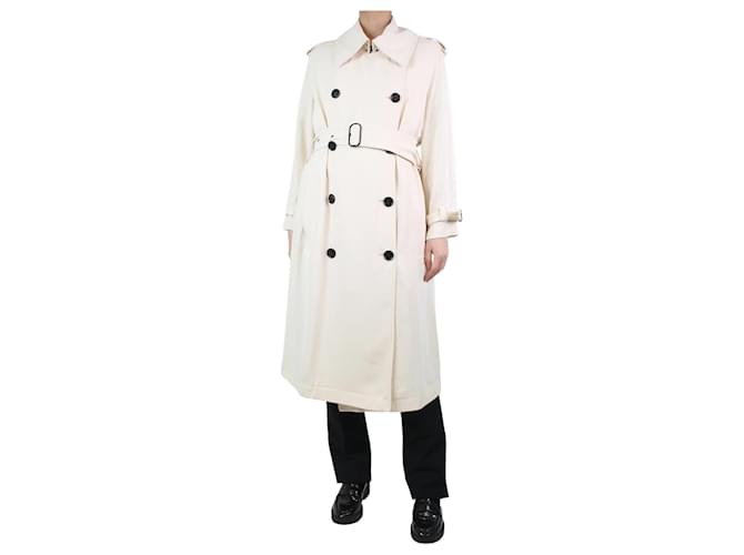 Acne Trench coat creme com peito forrado e cinto - tamanho Reino Unido 10 Cru Triacetato  ref.1224228