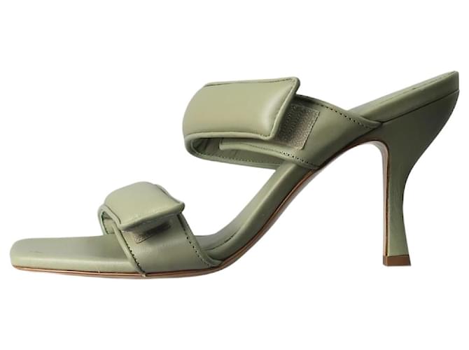 Autre Marque Sage green padded velcro-strap heels - size EU 37.5 Leather  ref.1224231