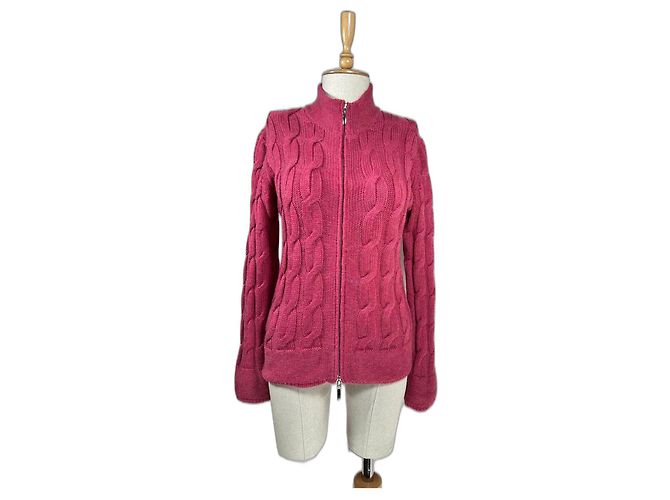 Autre Marque Monteverdi Valentini Strickjacke aus rosa Merinowolle Pink