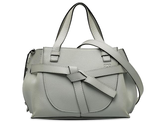 Bolso satchel gris con asa superior Mini Gate de Loewe Cuero Becerro  ref.1224255