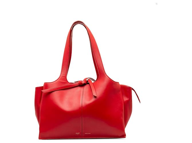 Céline Celine Red Small Trifold Tote Bag Leather Pony-style calfskin  ref.1224307