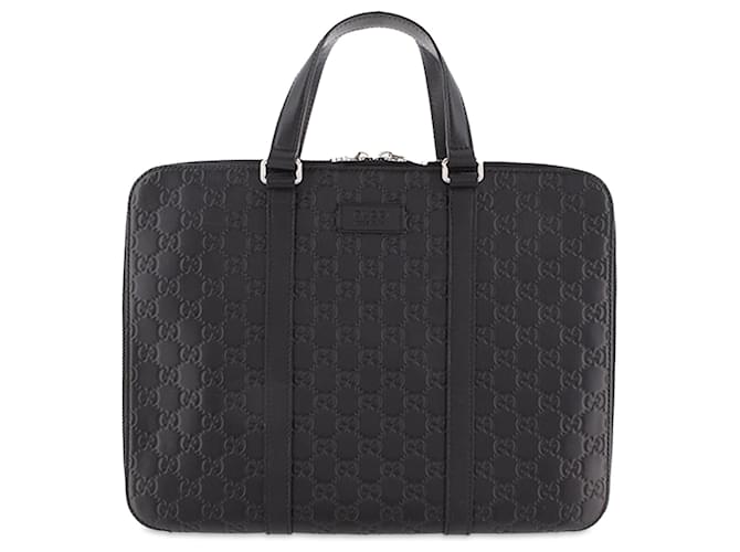 Gucci Black Guccissima Briefcase Leather Pony-style calfskin  ref.1224315