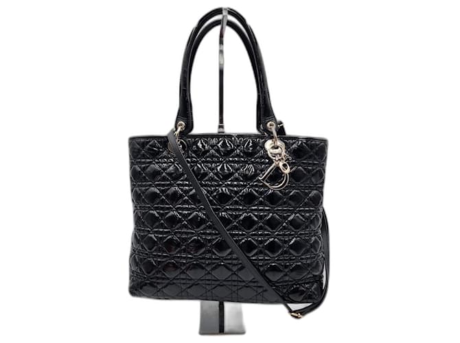 Panarea Dior Lady Dior Large Patent Leather Bag Black  ref.1224317