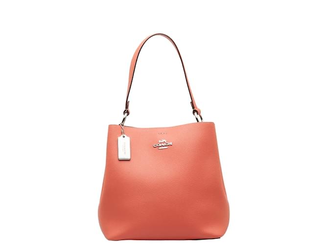 Bolso tipo bombonera de cuero Coach Town Bolso al hombro de cuero 91122 En muy buenas condiciones Rosa  ref.1224339