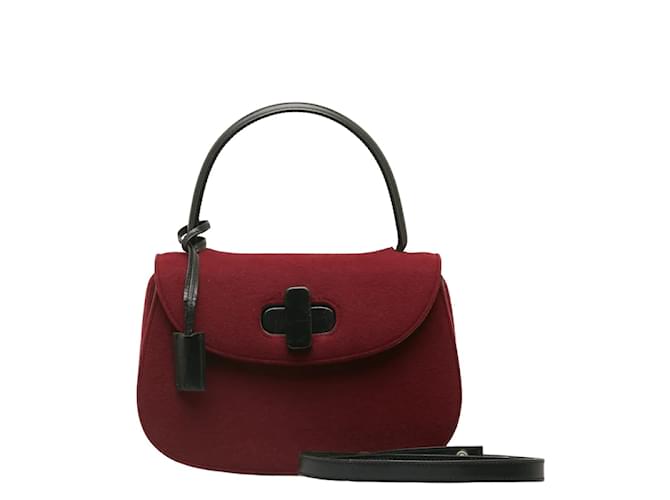 Gucci Twist Lock Fabric Handbag 0000838 Red Cotton  ref.1224342