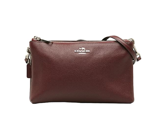 Coach Leather Double Zip Crossbody Bag Red Pony-style calfskin  ref.1224350