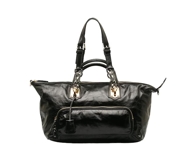 Dolce & Gabbana Leather Chain Shoulder Bag Black Pony-style calfskin  ref.1224361
