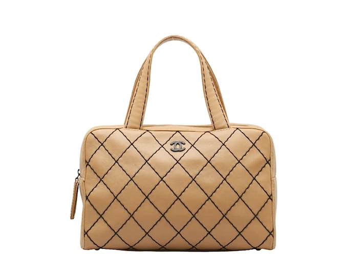 Chanel Wild Stitch Handbag Brown Leather  ref.1224369