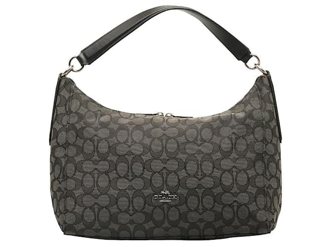 Bolsa de ombro de couro Coach Canvas F58284 em muito bom estado Preto Lona  ref.1224374