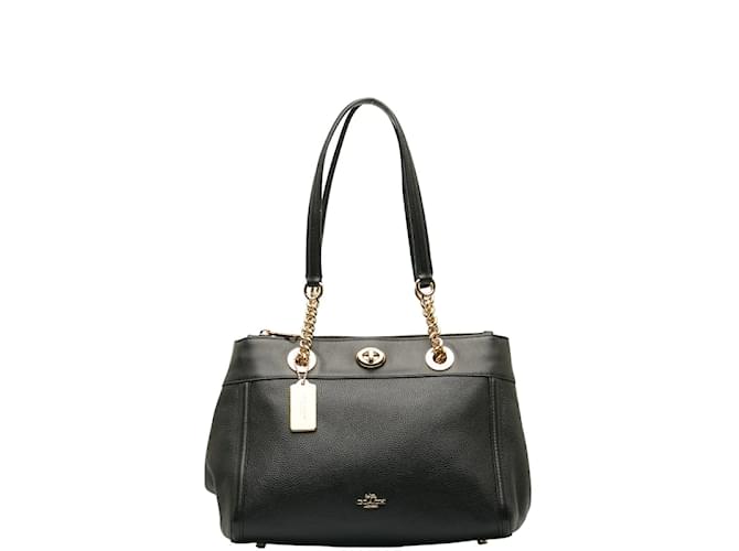 Coach Sacola de couro Turnlock Edie F87239 Preto  ref.1224376