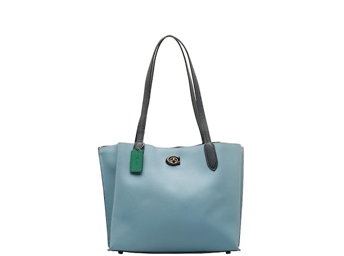 Bolsa tote de couro bicolor Coach Willow C0692 em muito bom estado Azul  ref.1224377