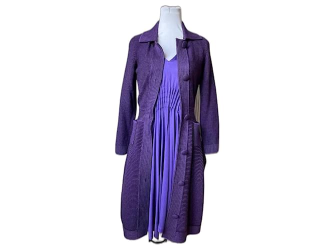 Dior Robes Soie Laine Viscose Violet  ref.1224387