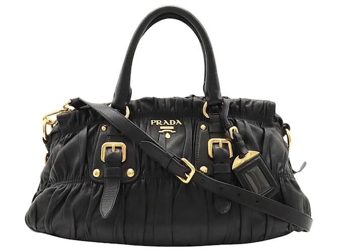 Prada Gaufre Schwarz Leder  ref.1224456