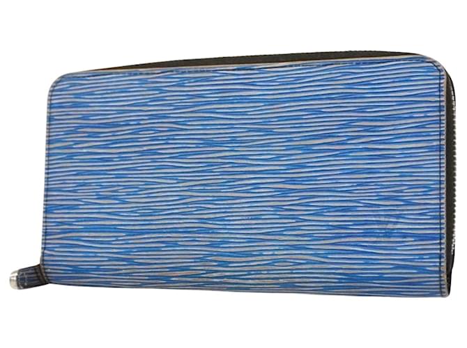 Louis Vuitton Zippy Azul Cuero  ref.1224633