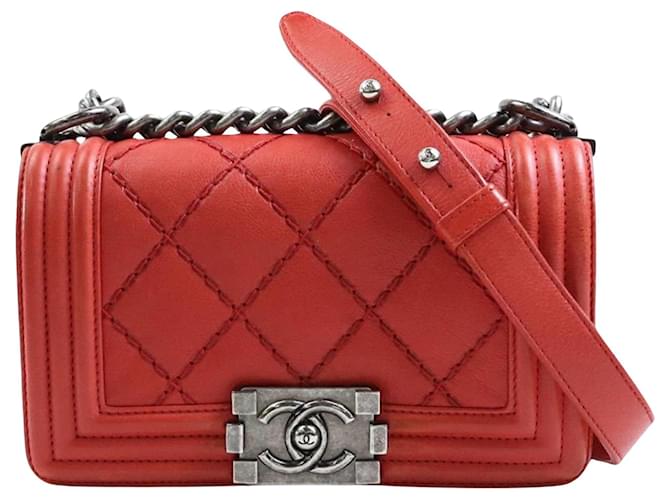 Chanel Boy Red Leather  ref.1224725