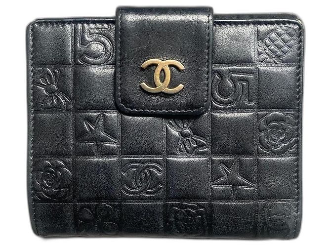 Chanel Lucky Symbols Compact Wallet Black Lambskin