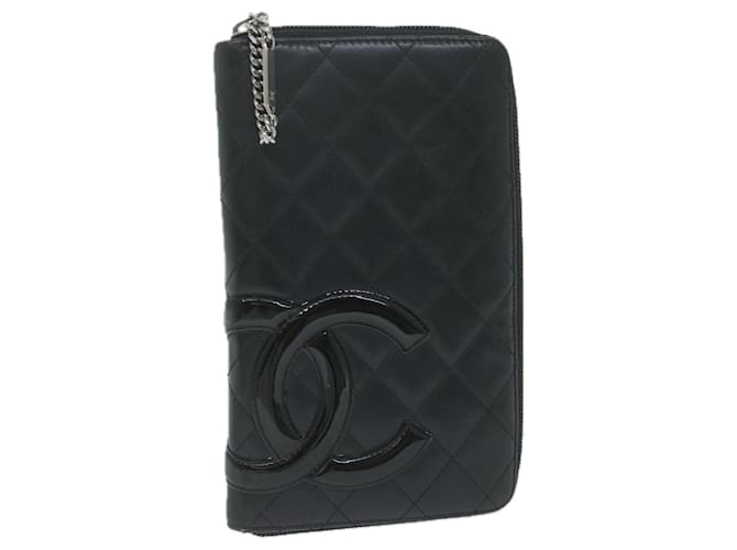 CHANEL Cambon Line Long Wallet Leather Black CC Auth th4481  ref.1224782