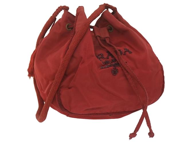 PRADA Shoulder Bag Nylon Red Auth bs11552  ref.1224785