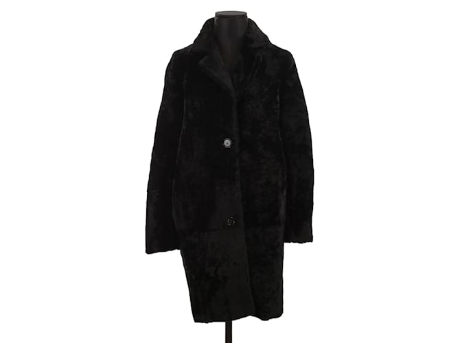 Sandro leather trim coat Black  ref.1224856