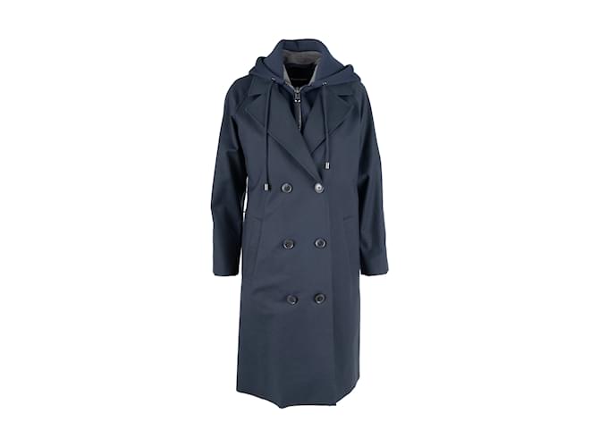 Emporio Armani Trench Coat with Detachable Hoodie Blue Navy blue  ref.1224885