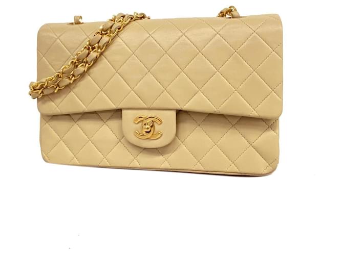 Timeless Chanel Classic Flap Bege Couro  ref.1224930