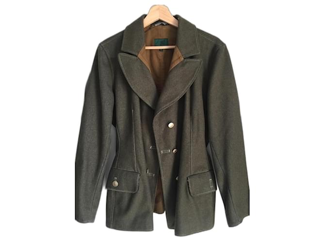 Jean Paul Gaultier Cold wool fitted military jacket Dark green  ref.1224950