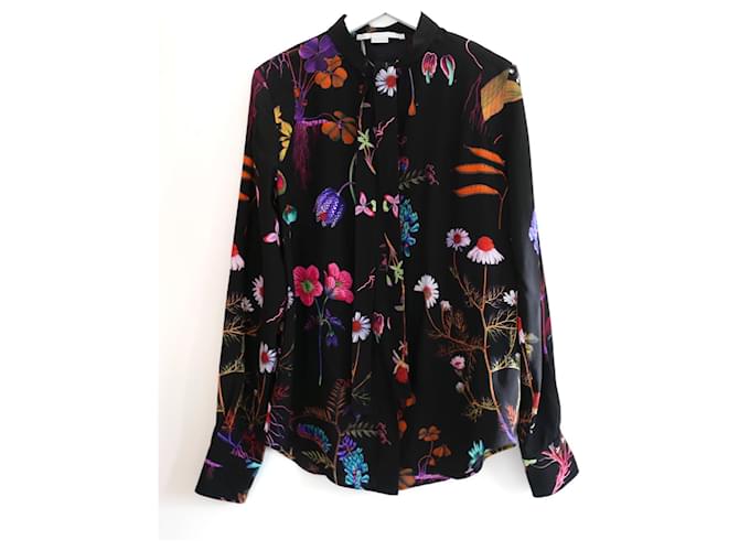 Stella Mc Cartney Stella MCCartney floral print silk shirt Black  ref.1224979