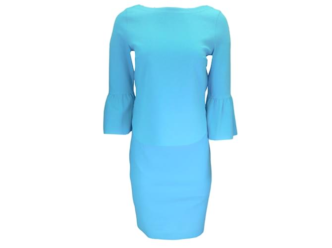 Akris Punto Turquoise Stretch Knit Top and Skirt Two-Piece Set Blue Viscose  ref.1225088