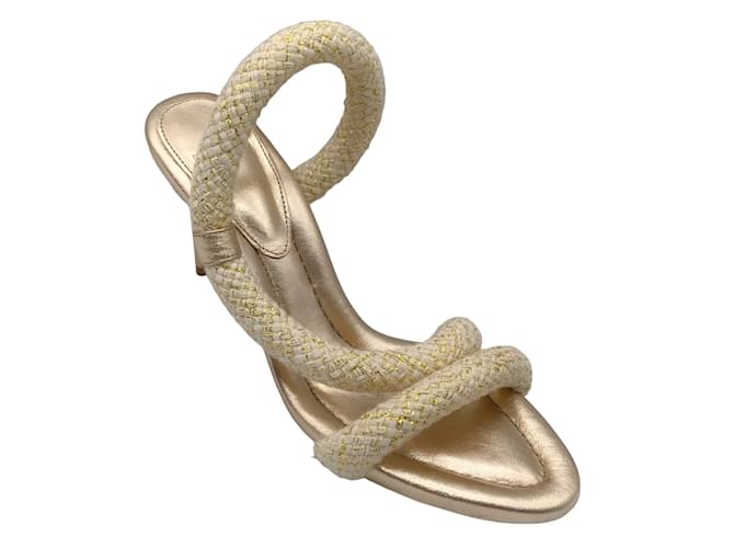 Alexandre Birman Beige / Aysha color oro metallizzato 85 sandali D'oro Tela  ref.1225090